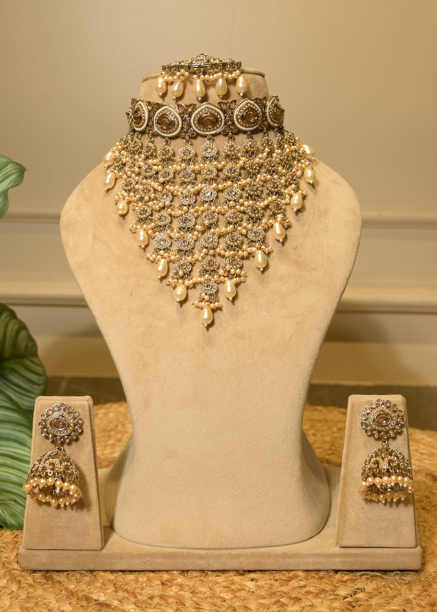 Noorani Jharna Pearl Cascade Choker Set with Tikka