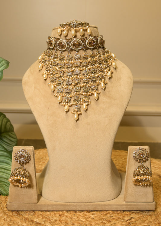 Noorani Jharna Pearl Cascade Choker Set with Tikka