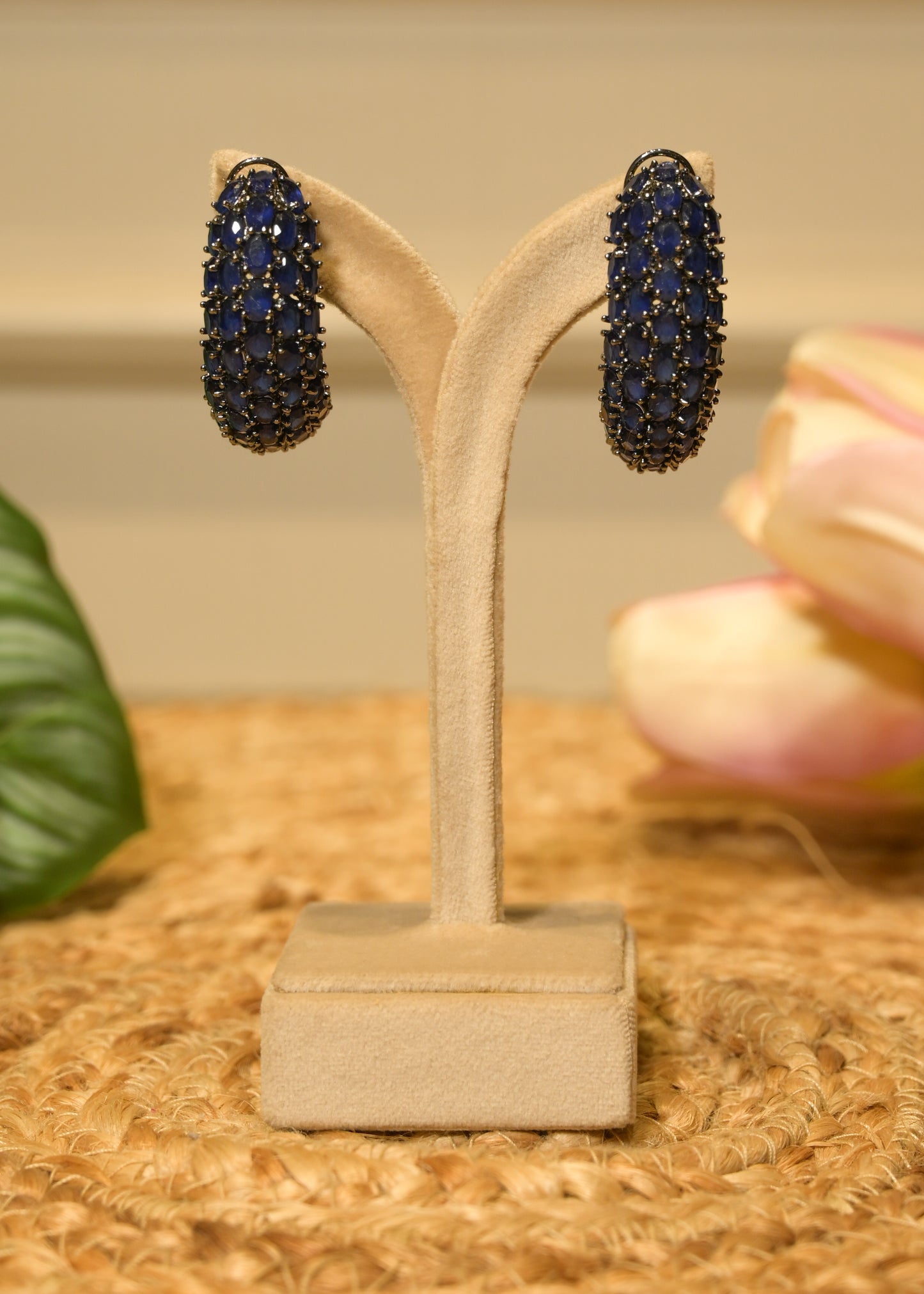 Blue Velvet Luxe Hoops Earrings