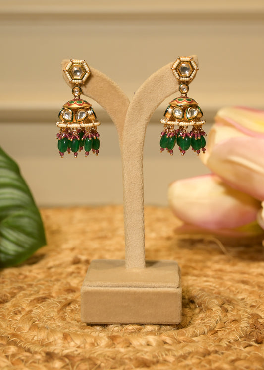 Emerald Rani Jhumka Earrings