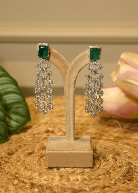 Emerald-Cut Green Stud Luxe Earrings