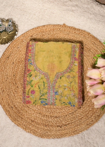Gulnaar Yellow Cotton Floral Suit Set