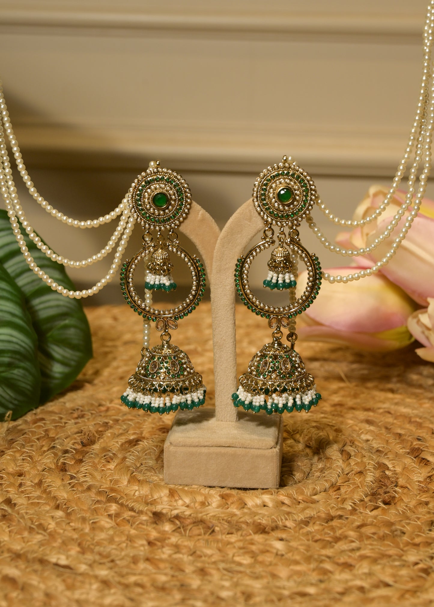 Panna Pearl Chand Jhumka with Tanna