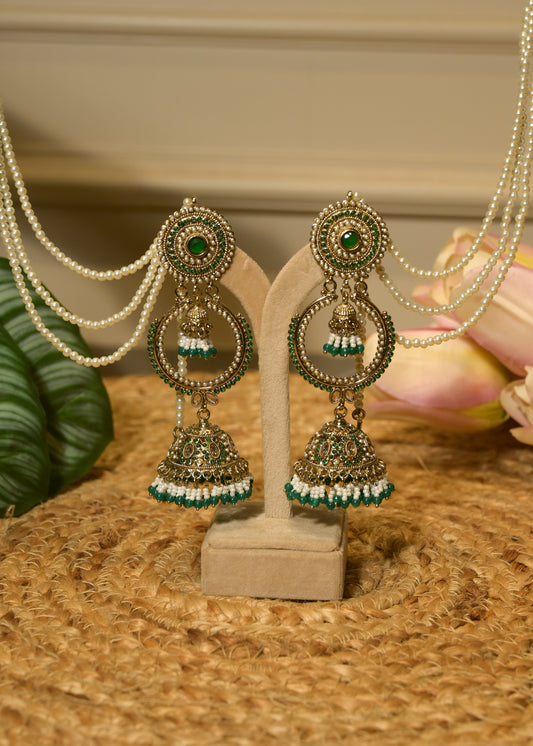 Panna Pearl Chand Jhumka with Tanna