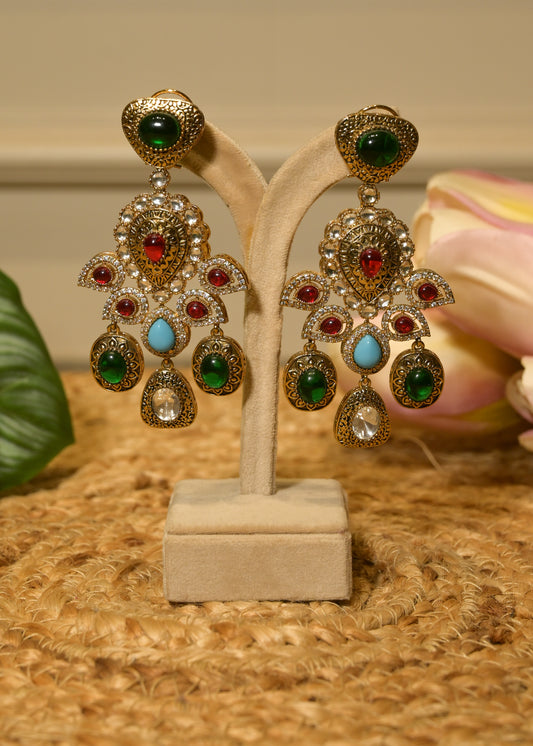 Mayura Ratna Morni Heavy Earrings