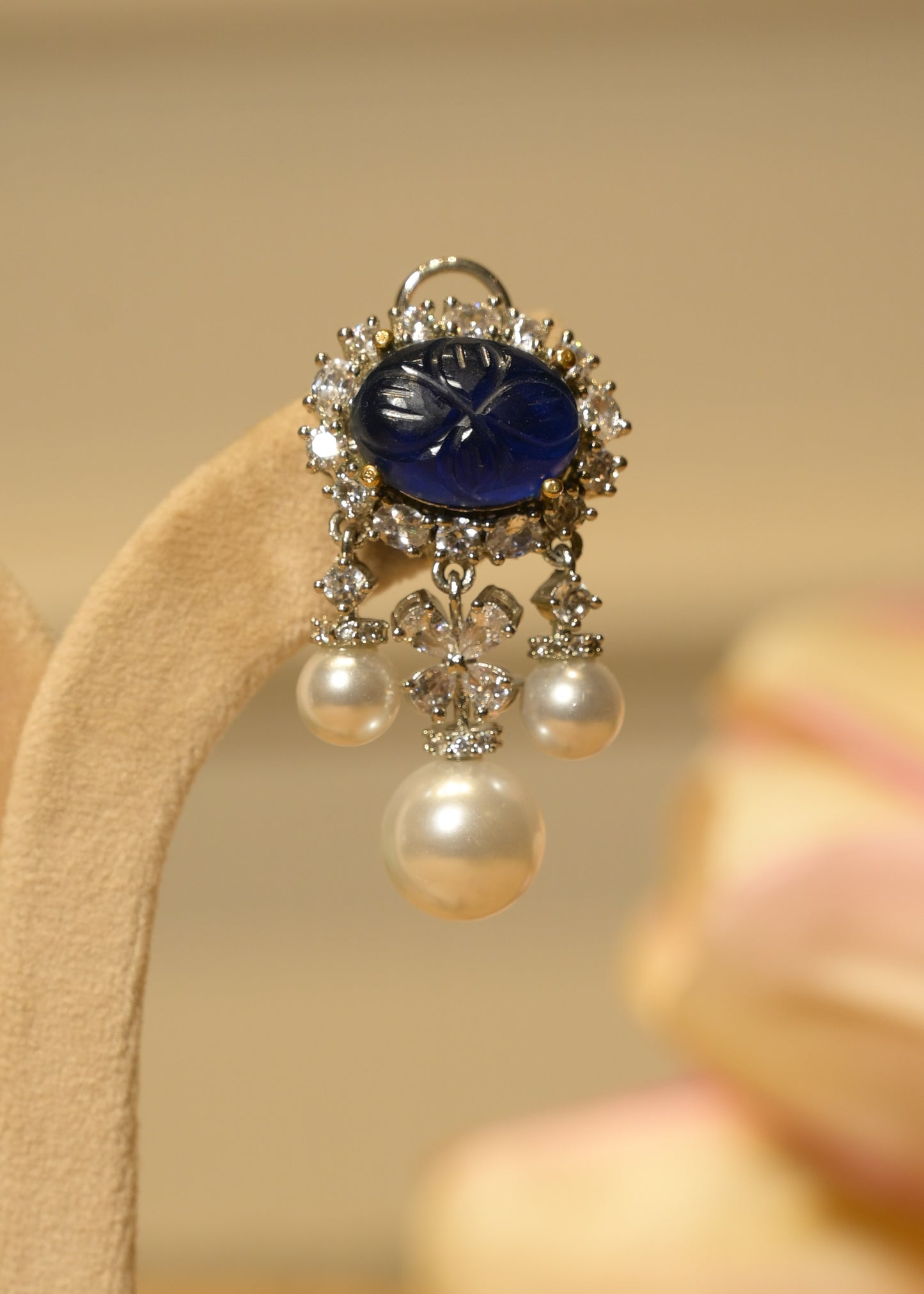Neel Tara Royal Blue Pearl Drop Earrings