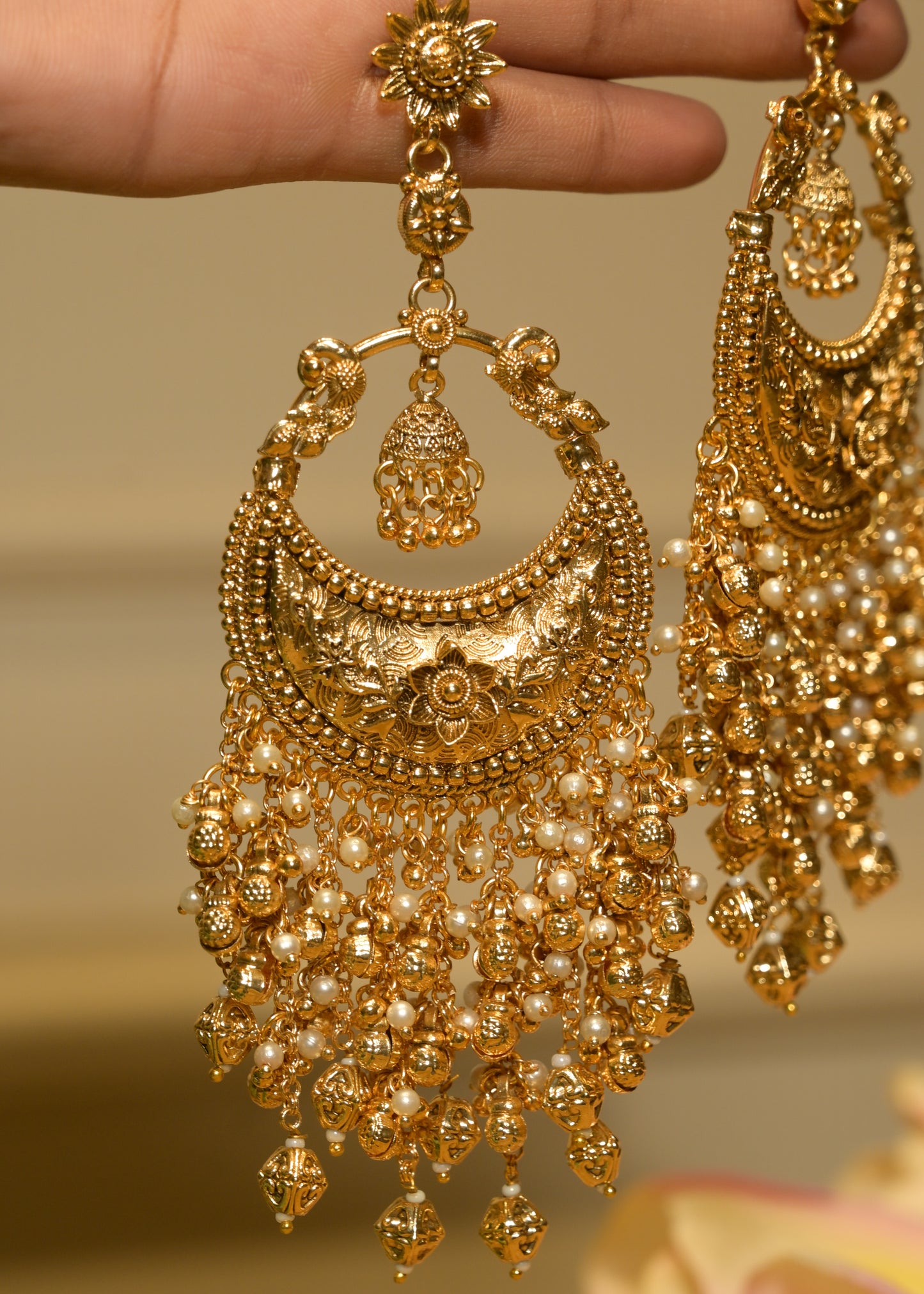 Sunehri Chandbali Earrings