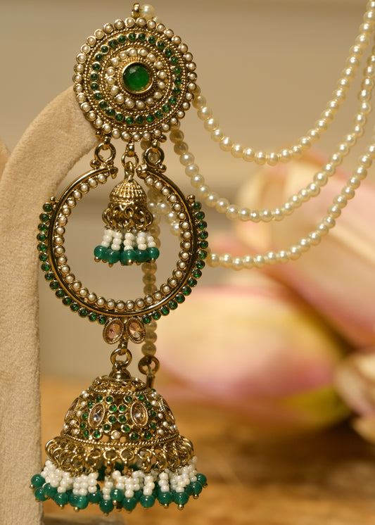 Panna Pearl Chand Jhumka with Tanna