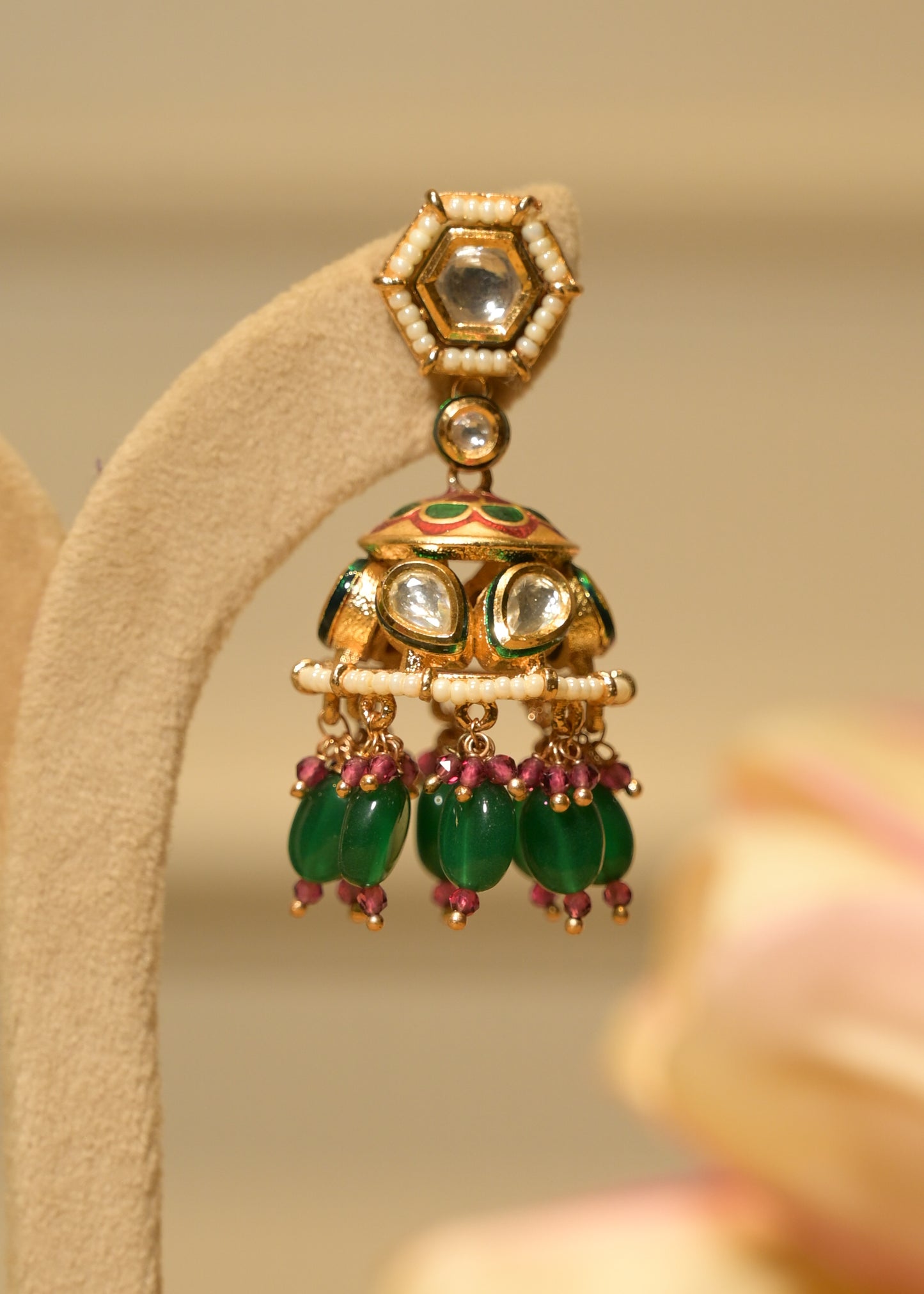 Emerald Rani Jhumka Earrings