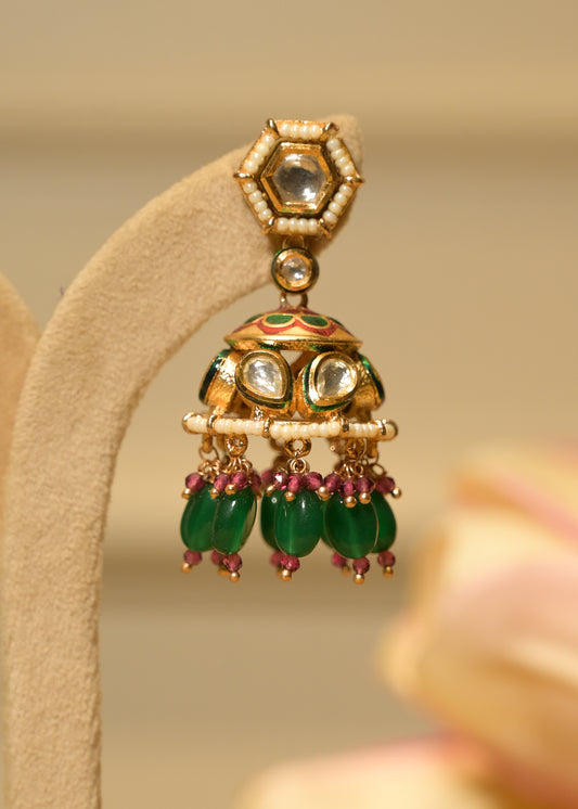 Emerald Rani Jhumka Earrings