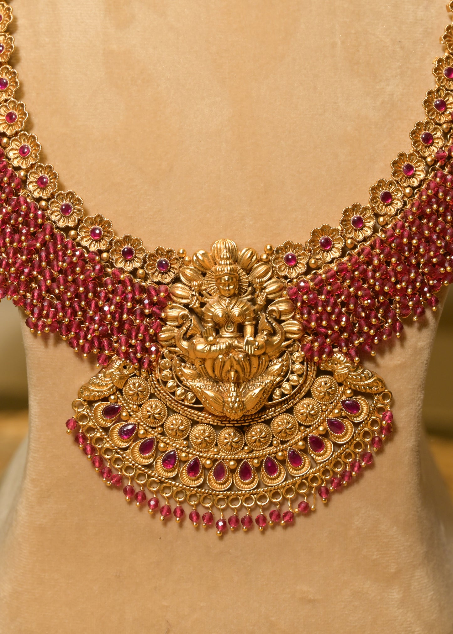 Mahalaxmi Temple Ruby & Gold Set