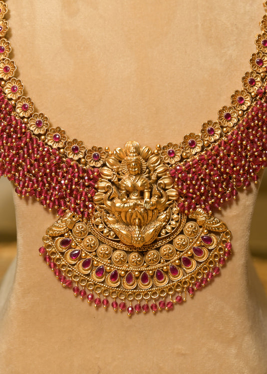 Mahalaxmi Temple Ruby & Gold Set