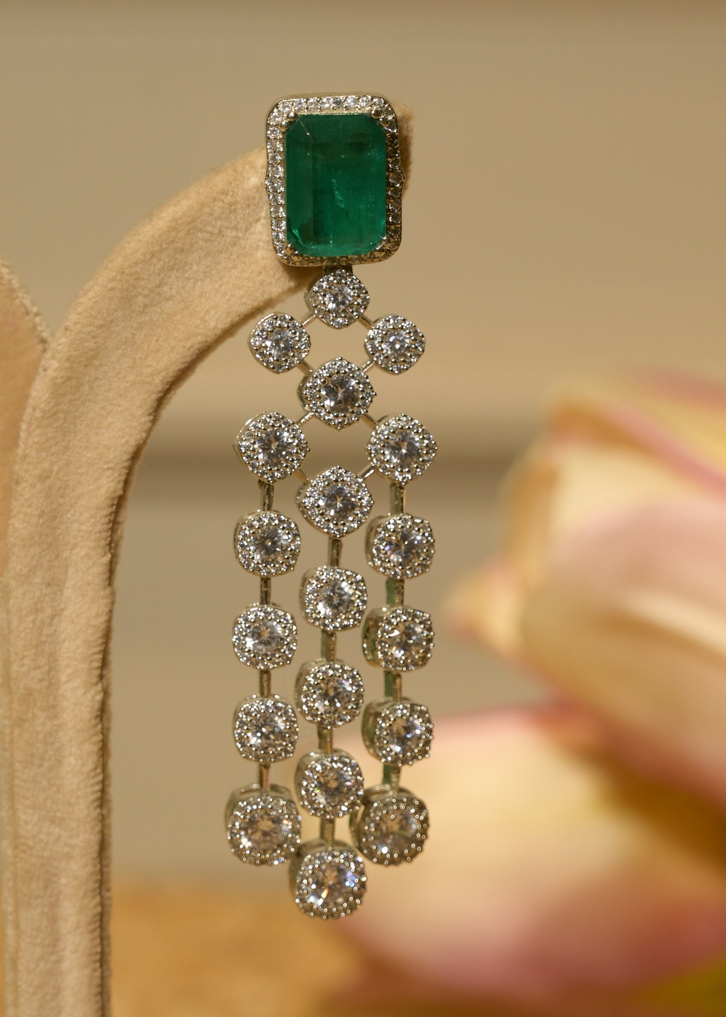 Emerald-Cut Green Stud Luxe Earrings