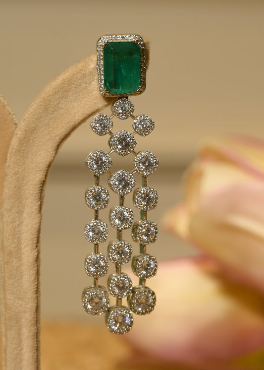 Emerald-Cut Green Stud Luxe Earrings