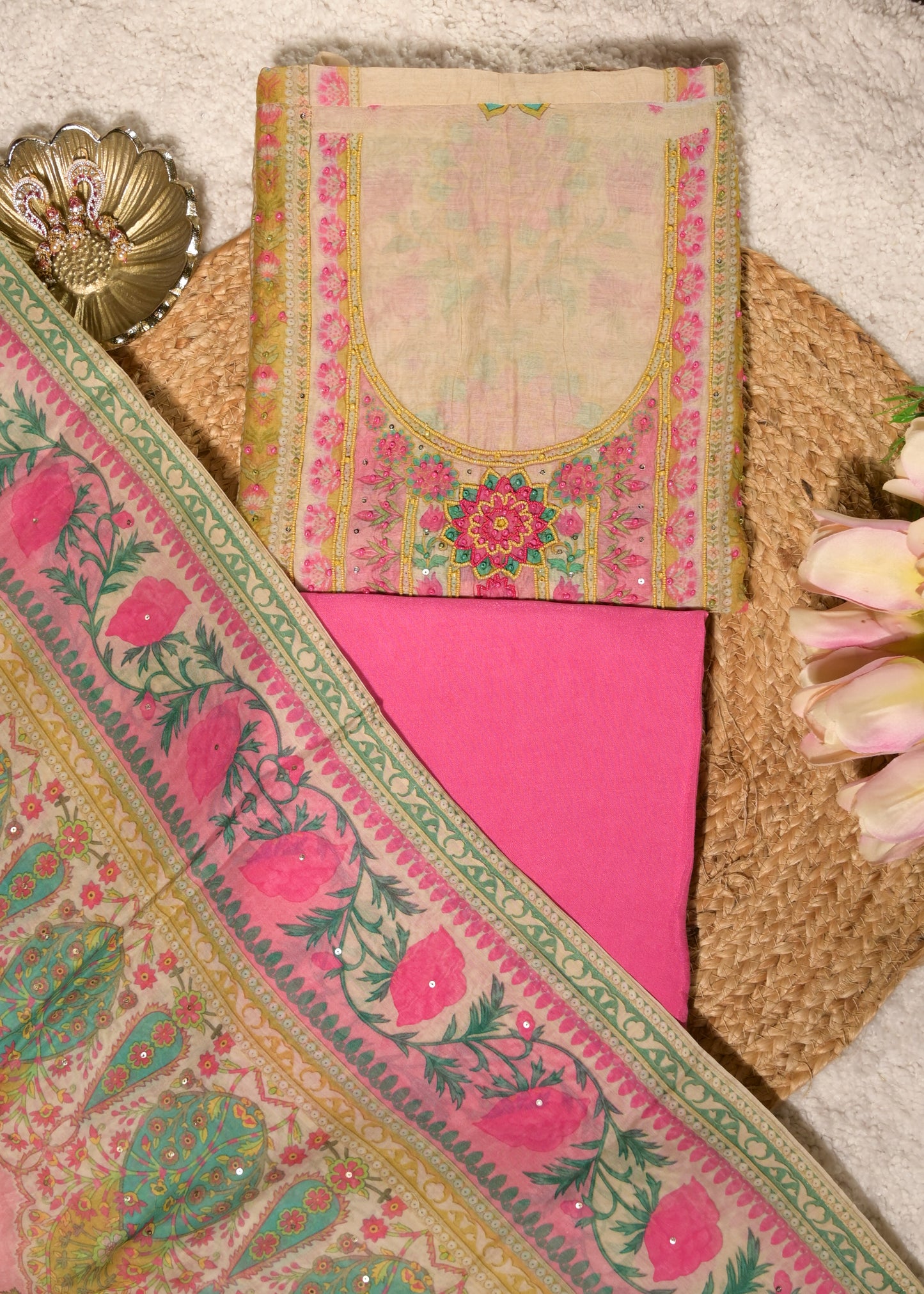 Amber Pink Cotton Floral Suit Set