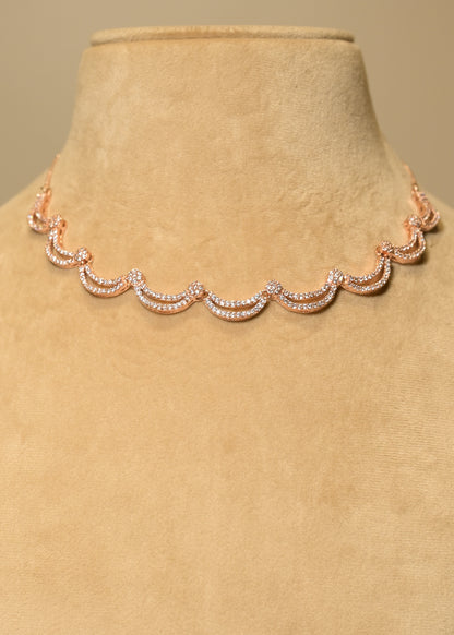 Leher AD Rose Gold Choker Set