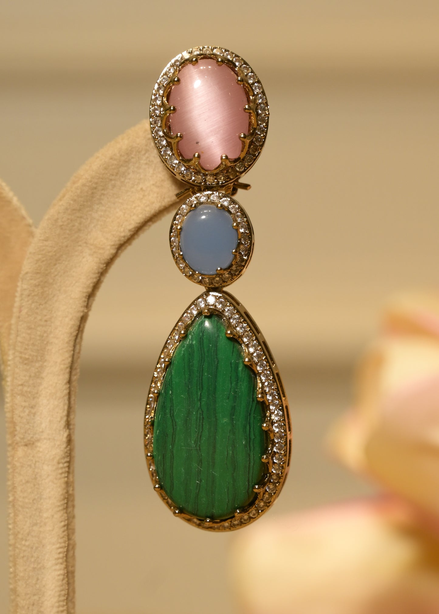 Emerald Blush Drop Dangles Earrings