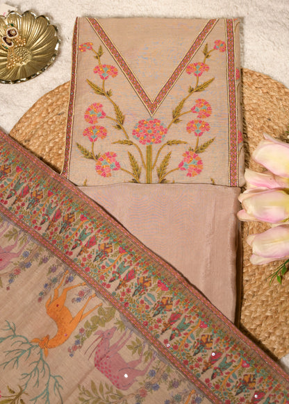 Aranya Brown Cotton Floral Suit Set