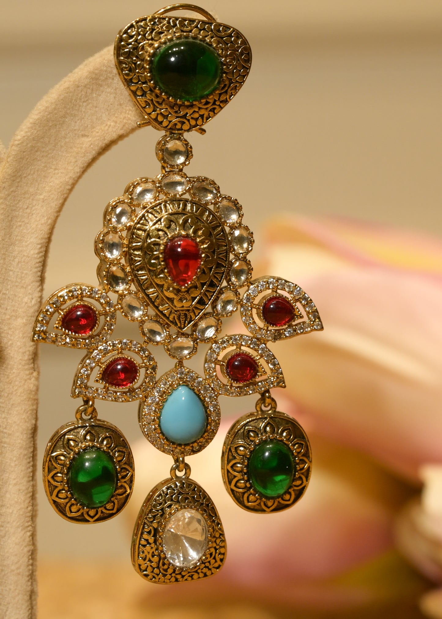 Mayura Ratna Morni Heavy Earrings
