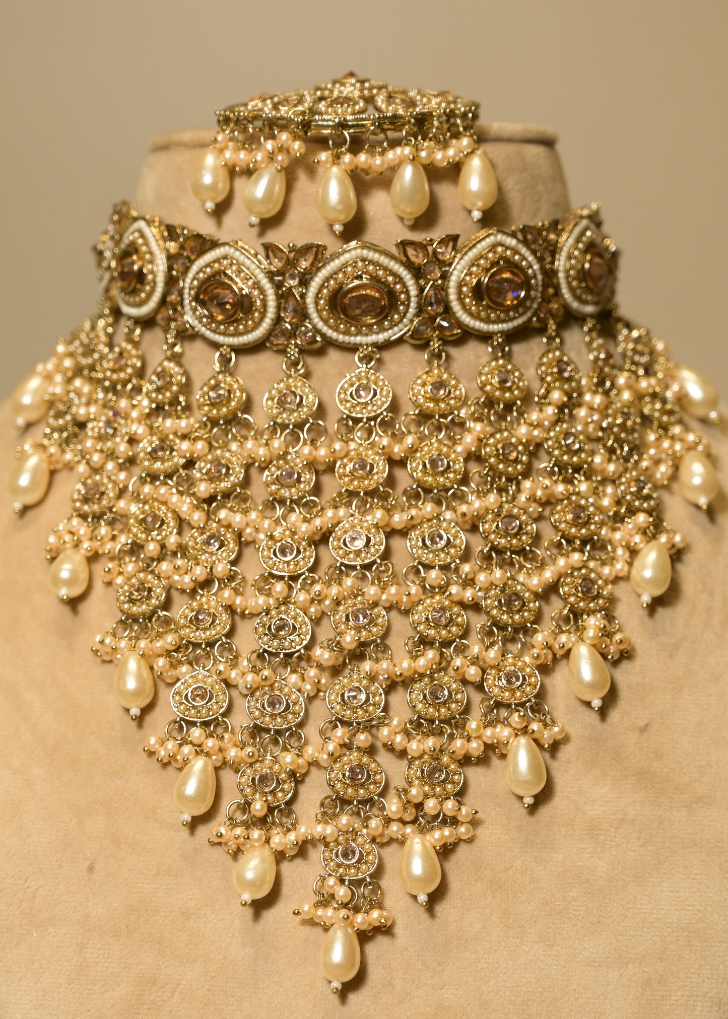 Noorani Jharna Pearl Cascade Choker Set with Tikka