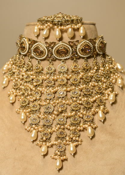 Noorani Jharna Pearl Cascade Choker Set with Tikka