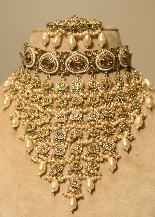 Noorani Jharna Pearl Cascade Choker Set with Tikka