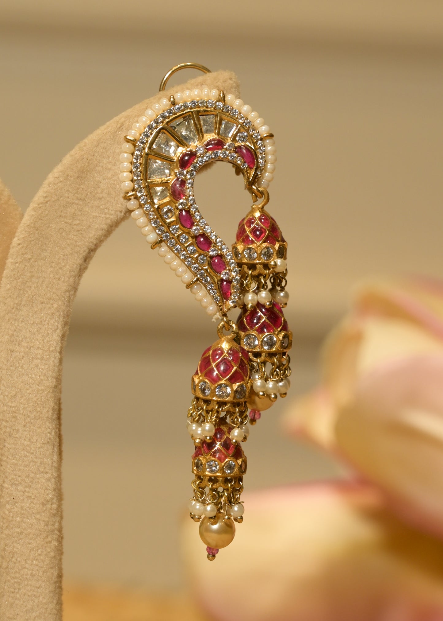 Surkh Paisley Jhumki Earrings