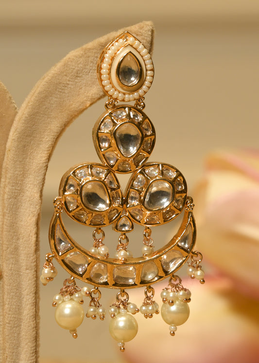 Dastoor Kundan Chandbali Earrings