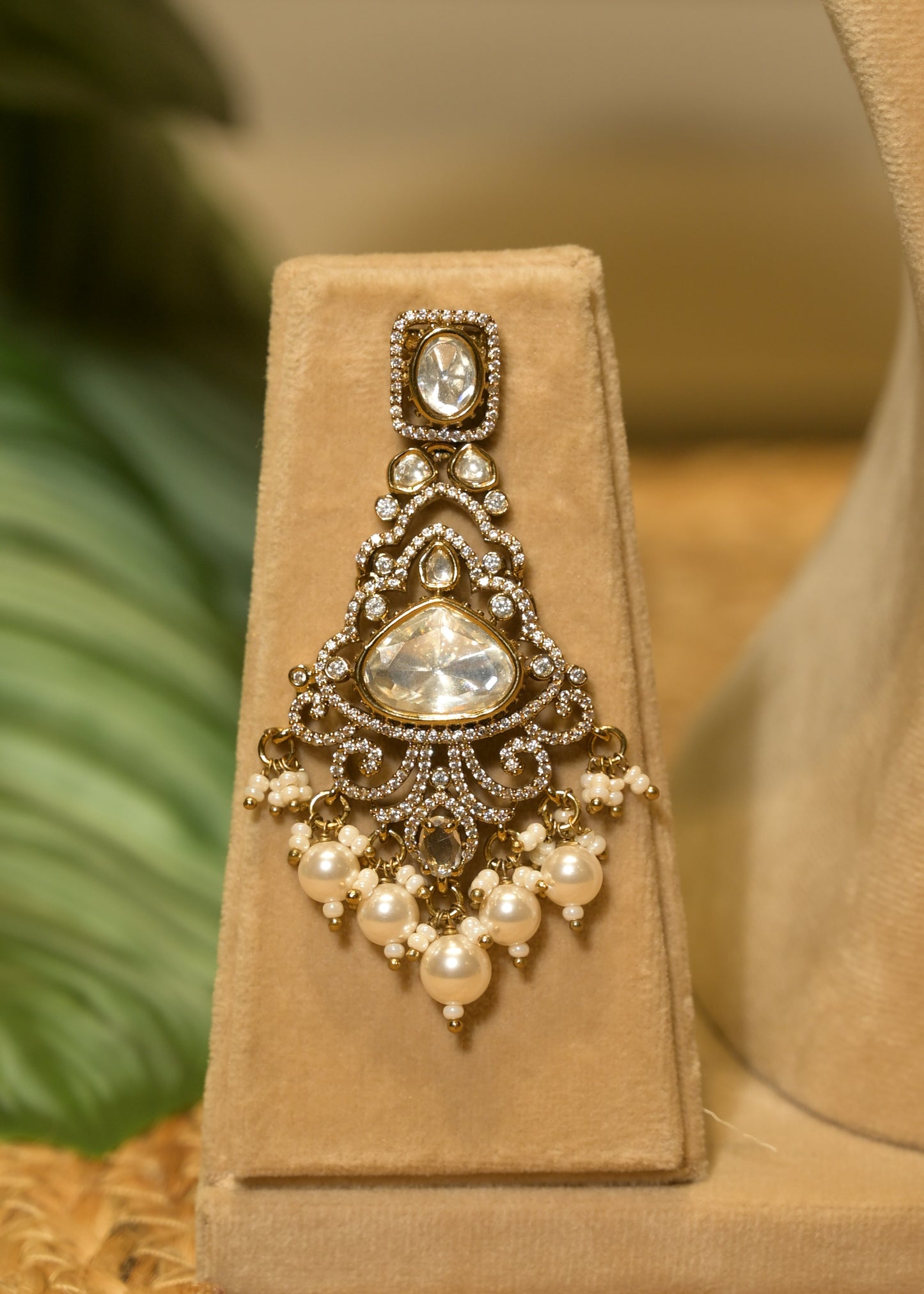 Chandbali Polki Choker Set with Tikka Set