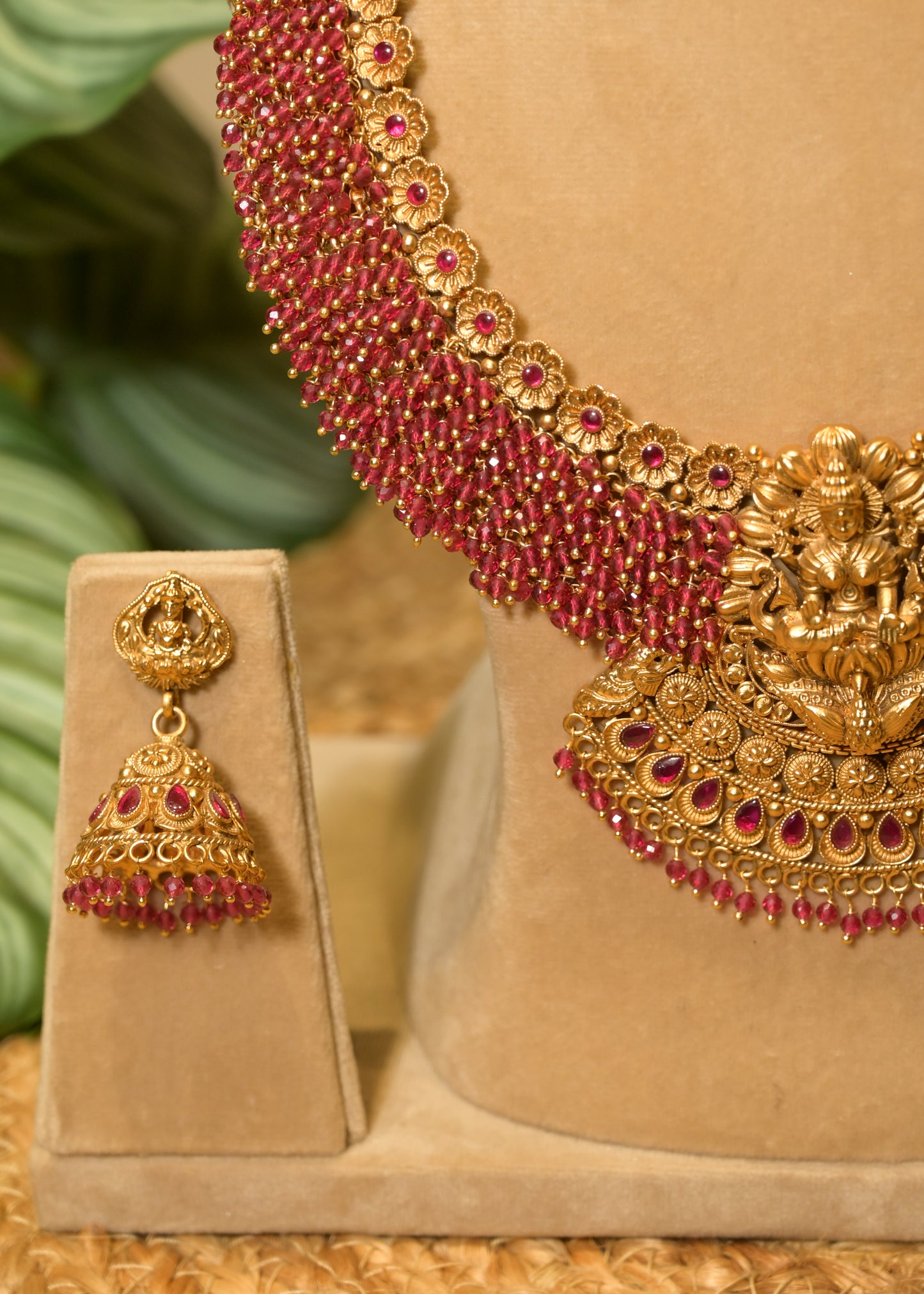Mahalaxmi Temple Ruby & Gold Set