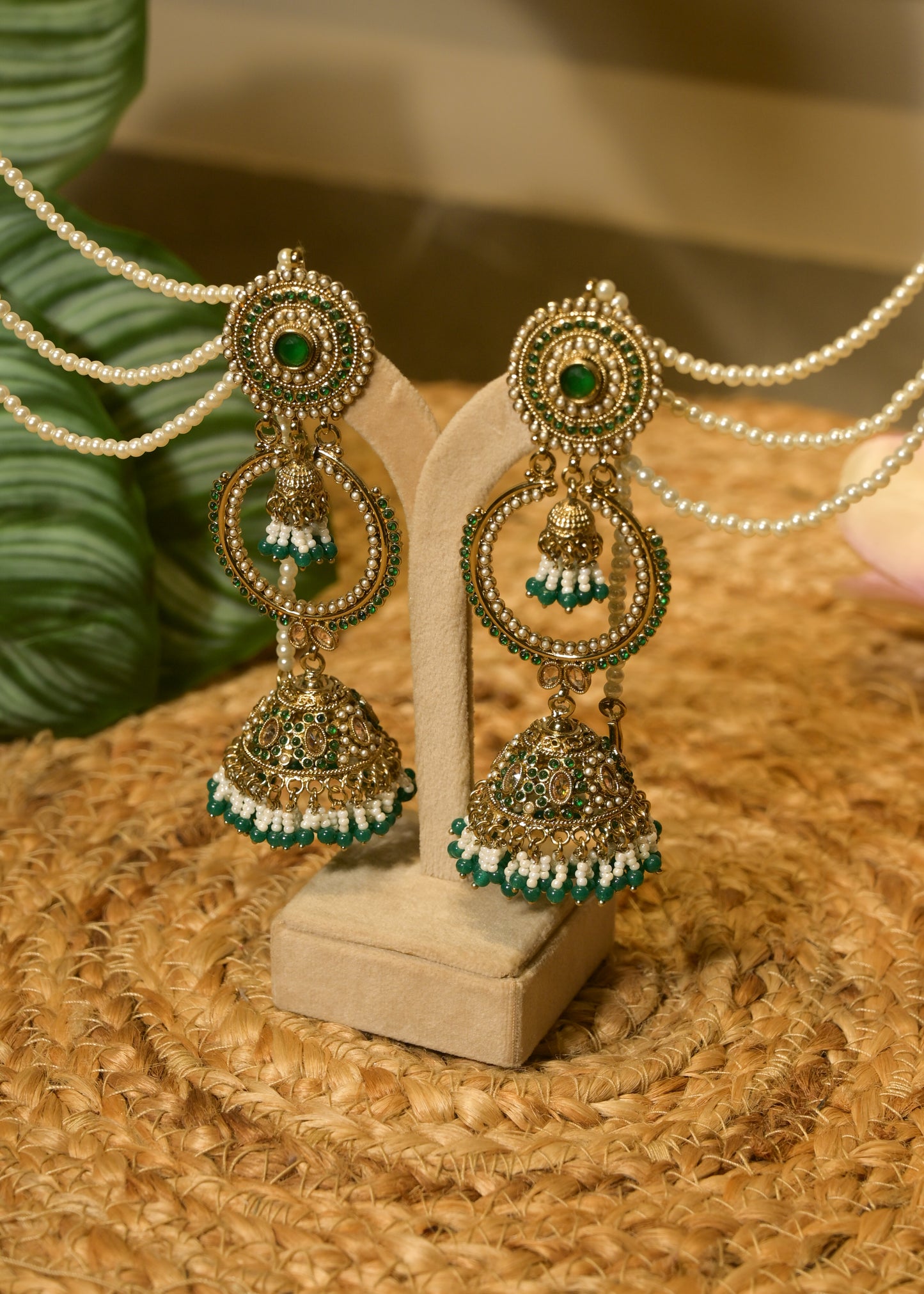 Panna Pearl Chand Jhumka with Tanna