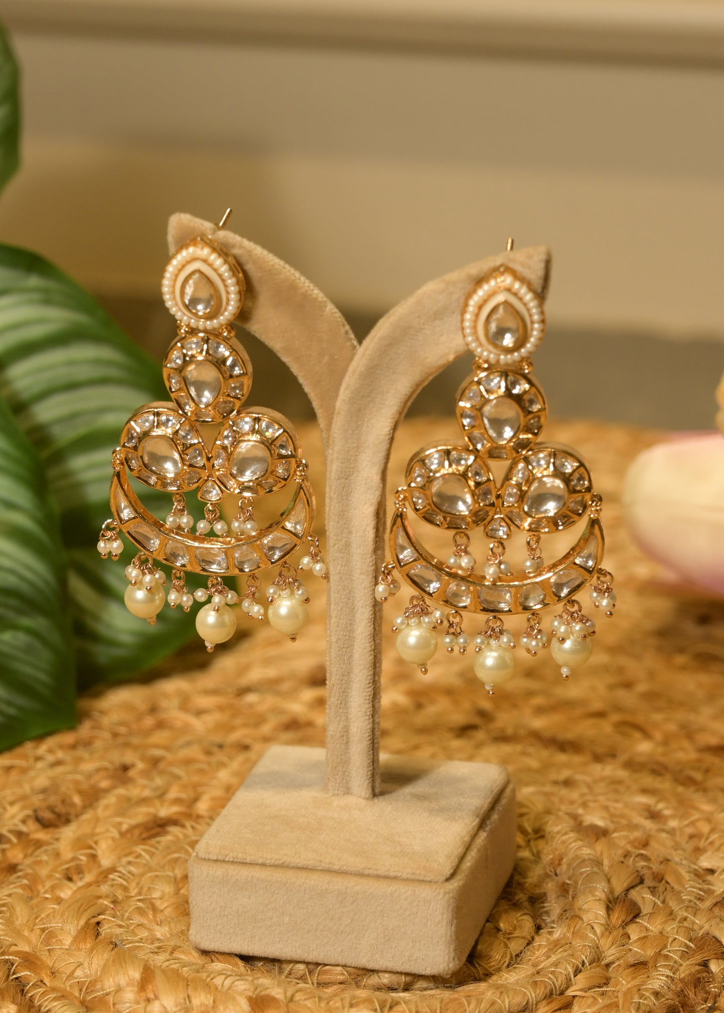 Dastoor Kundan Chandbali Earrings