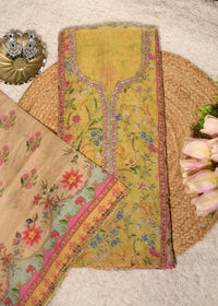 Gulnaar Yellow Cotton Floral Suit Set