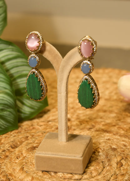 Emerald Blush Drop Dangles Earrings
