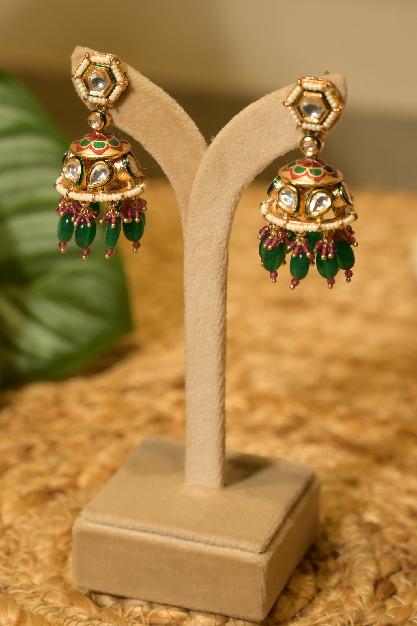 Emerald Rani Jhumka Earrings