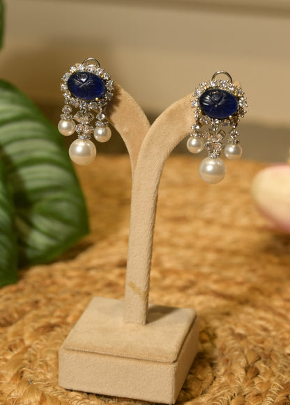 Neel Tara Royal Blue Pearl Drop Earrings