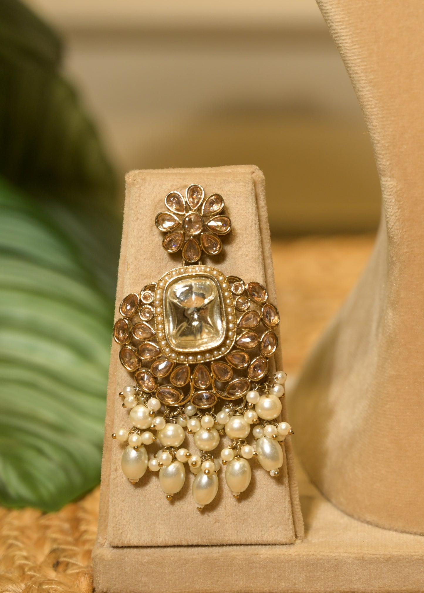 Crystal Polki Garden Choker Set with Tikka