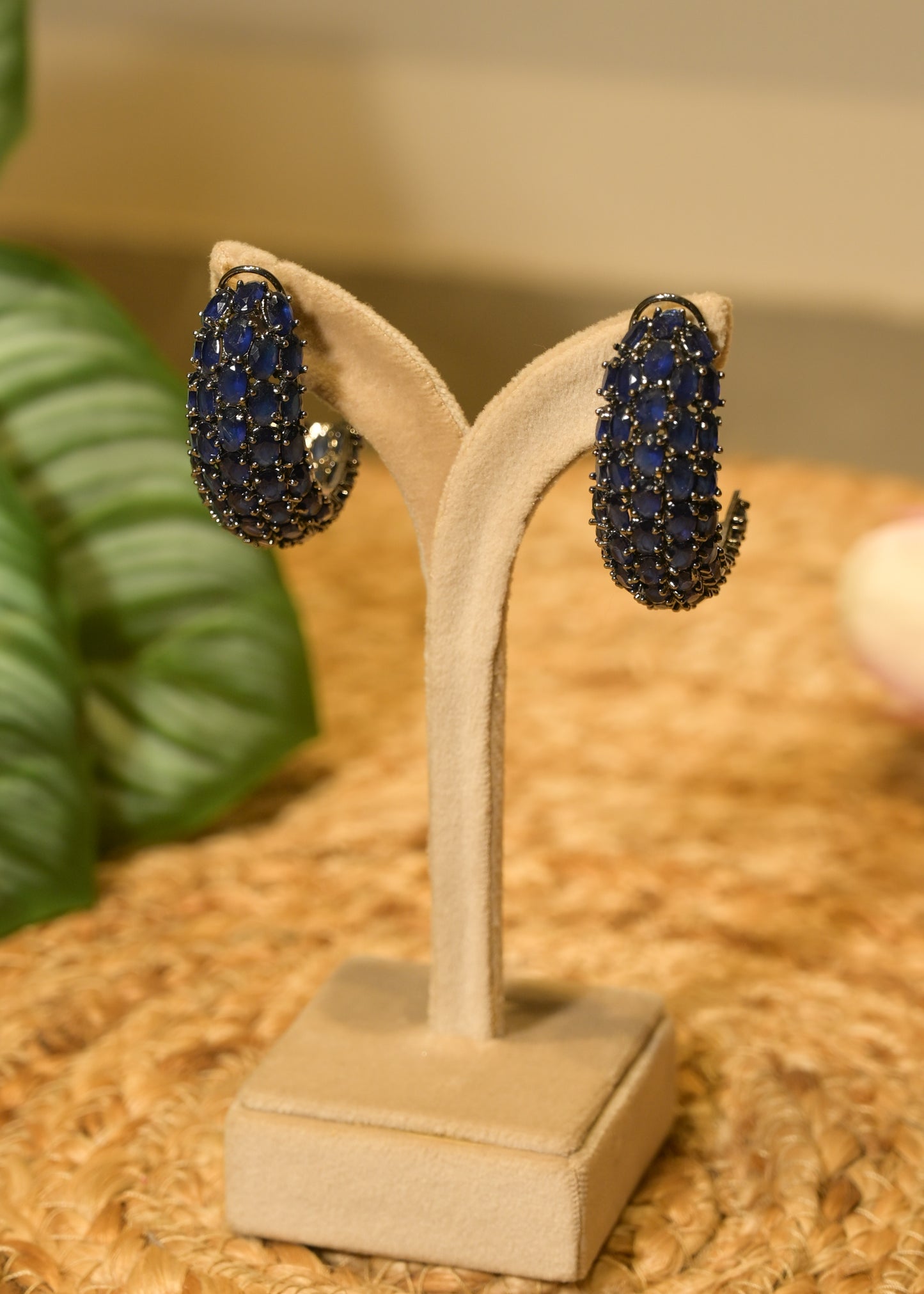 Blue Velvet Luxe Hoops Earrings