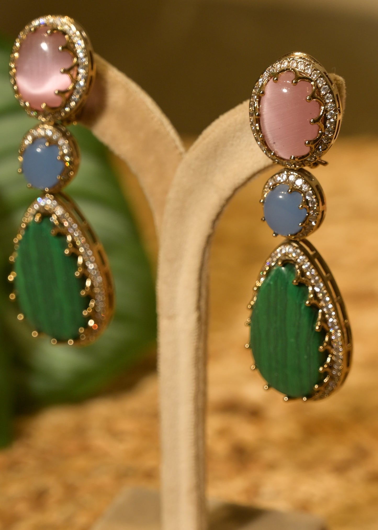 Emerald Blush Drop Dangles Earrings