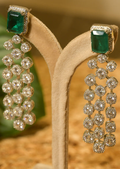 Emerald-Cut Green Stud Luxe Earrings