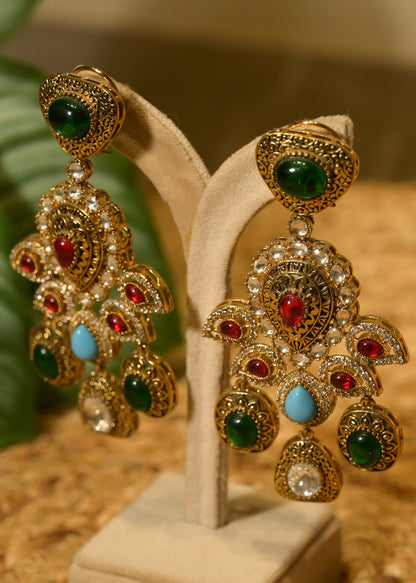 Mayura Ratna Morni Heavy Earrings