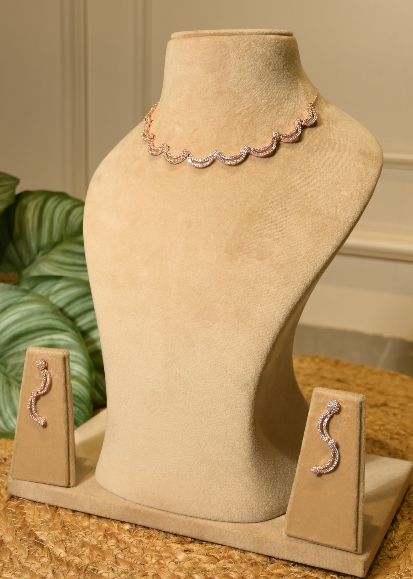 Leher AD Rose Gold Choker Set