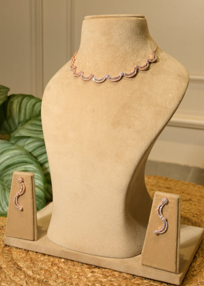 Leher AD Rose Gold Choker Set