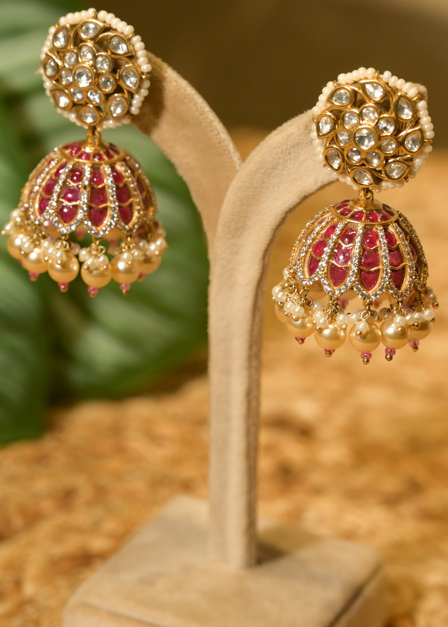 Gulabi Noor Pearl Jhumka Earrings