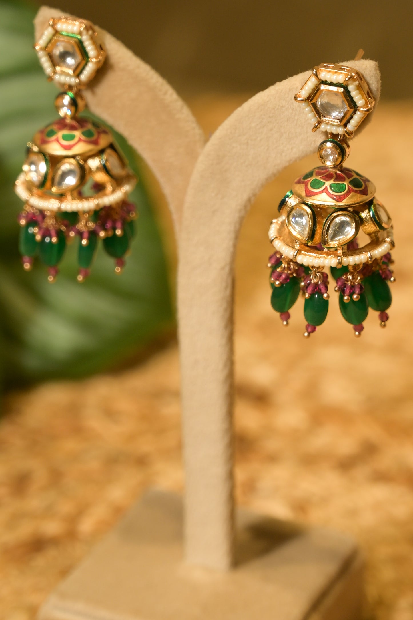 Emerald Rani Jhumka Earrings