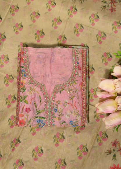 Gulnaar Pink Cotton Floral Suit Set