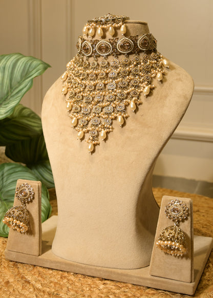 Noorani Jharna Pearl Cascade Choker Set with Tikka