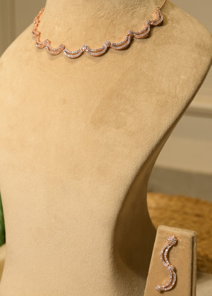 Leher AD Rose Gold Choker Set