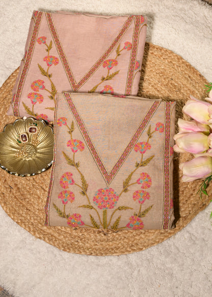 Aranya Brown Cotton Floral Suit Set