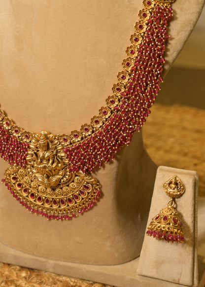 Mahalaxmi Temple Ruby & Gold Set